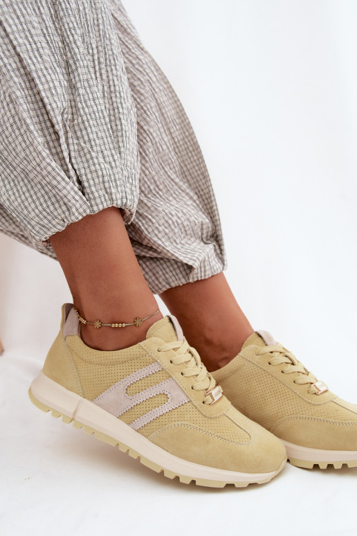 Gele dames sneakers Lovey van faux suede