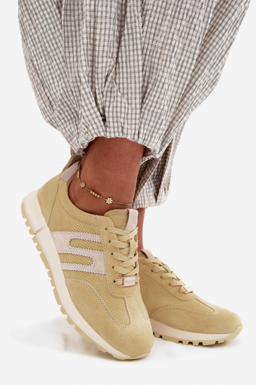 Baskets jaunes pour femmes Lovey en daim synthétique