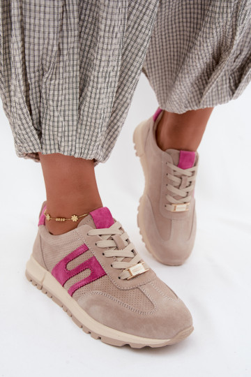 sportschoenen Sneakers model schoenenOpturalnego van suèdeu Dames beige Lovey