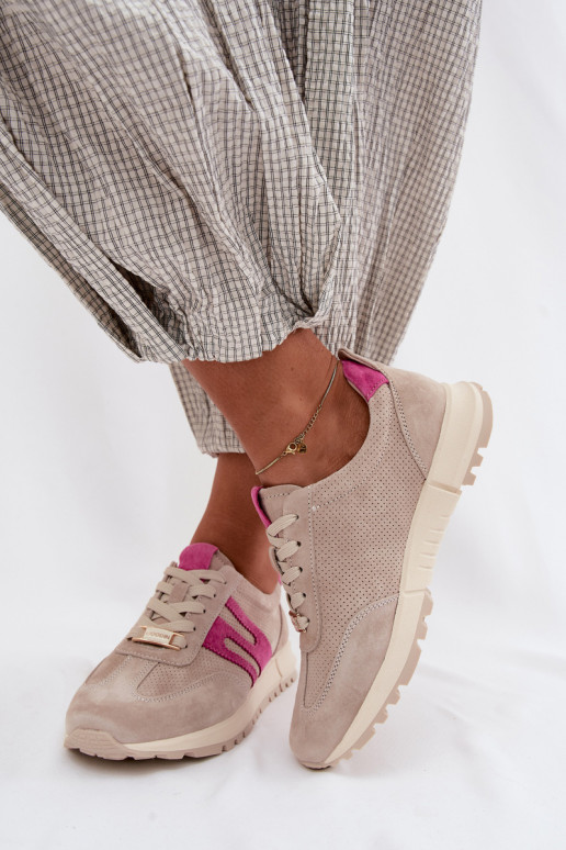 sportschoenen Sneakers model schoenenOpturalnego van suèdeu Dames beige Lovey