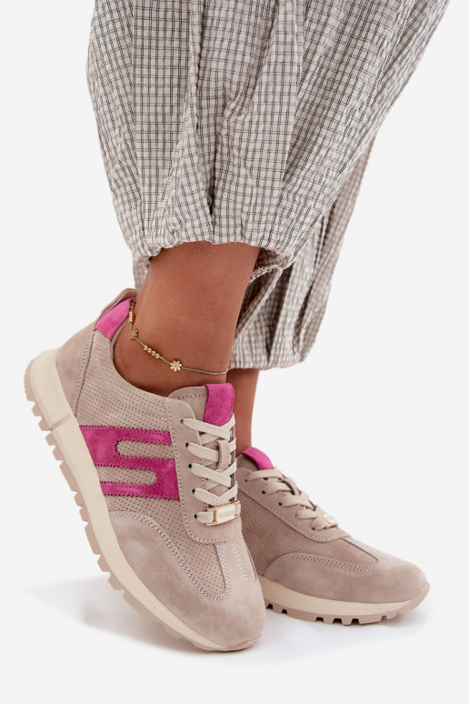 sportschoenen Sneakers model schoenenOpturalnego van suèdeu Dames beige Lovey