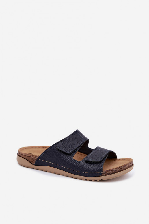 Pantoufles en cuir Féminin Inblu AA0005GU bleu foncé