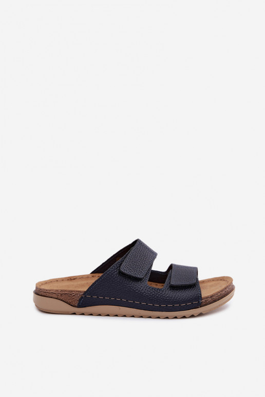 Pantoufles en cuir Féminin Inblu AA0005GU bleu foncé