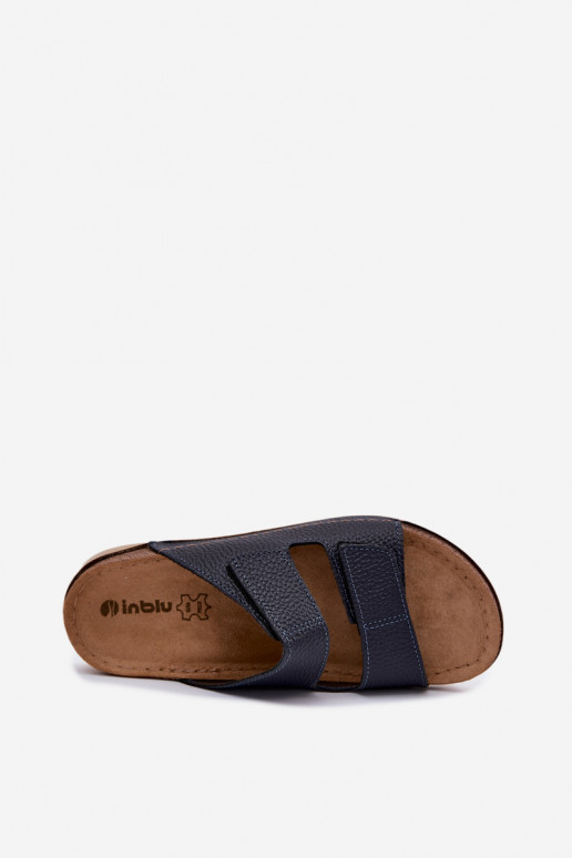 Pantoufles en cuir Féminin Inblu AA0005GU bleu foncé