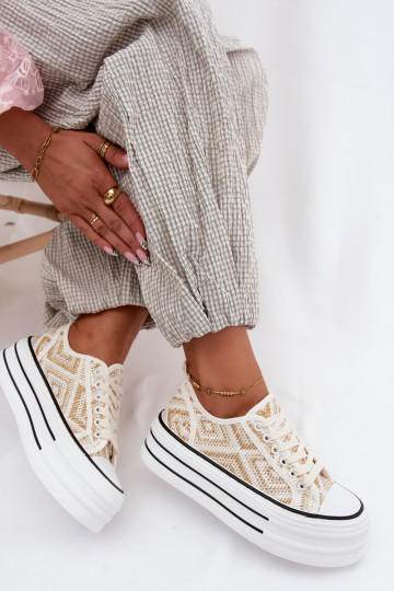 Faible Chaussures de loisirs avec une plateforme Blanc-couleur dorée Medina