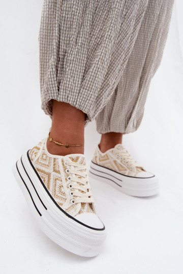 Laag Vrijetijdsschoenen met platform INit-gouden kleur Medina 2