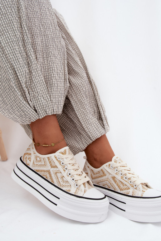 Faible Chaussures de loisirs avec une plateforme Blanc-couleur dorée Medina