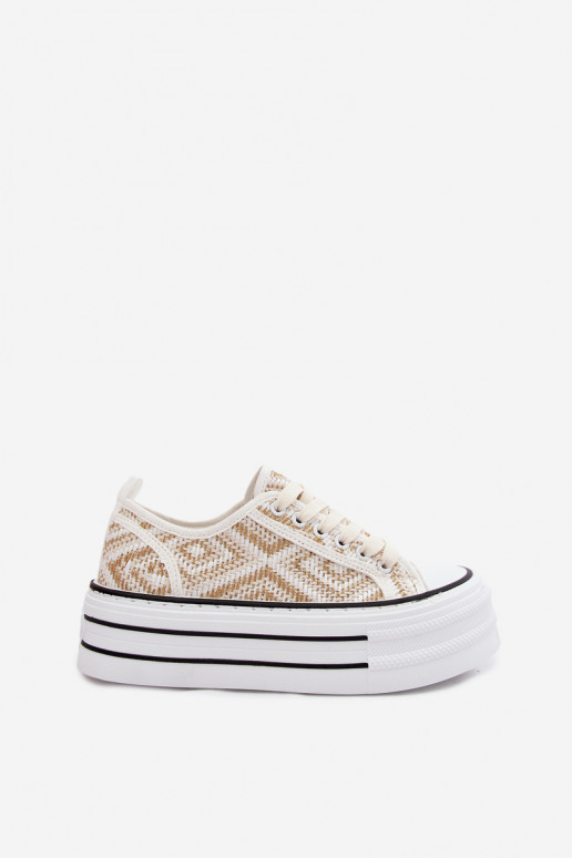 Faible Chaussures de loisirs avec une plateforme Blanc-couleur dorée Medina