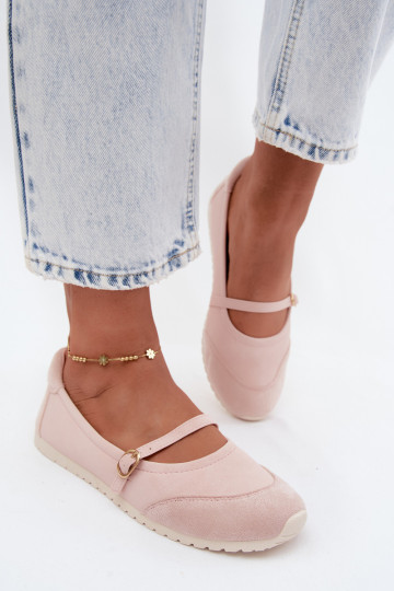 Ballerinas Sportlicher Stil mit Riemen pinke Farbe Charmy
