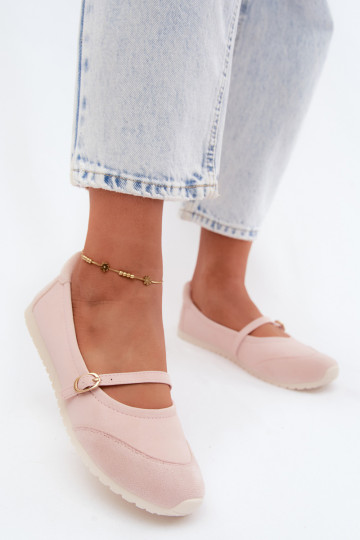 Ballerinas Sportlicher Stil mit Riemen pinke Farbe Charmy 2