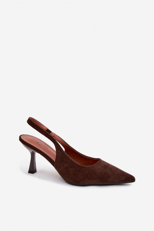 Damesandalen met dunne hakken van faux suede Saria