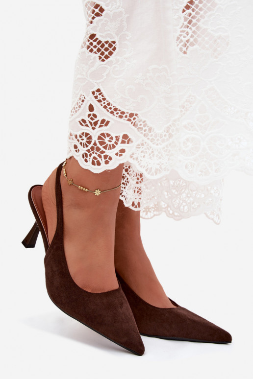 Damen-Sandalen mit dünnen Absätzen aus Kunstveloursleder Saria