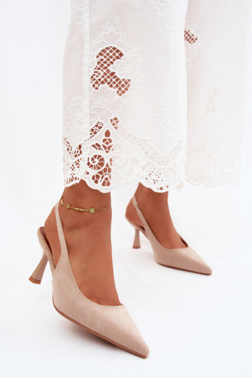 Sandales pour femmes avec des talons finsImitacji en daimu beige Saria 2