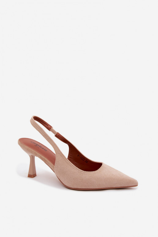 Damensandalen mit dünnen AbsätzenImitacji aus INildlederu Beige Saria