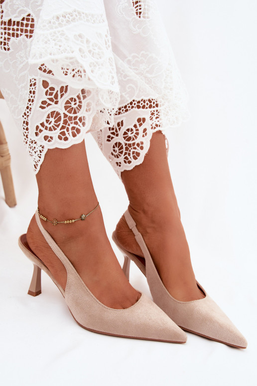 Damensandalen mit dünnen AbsätzenImitacji aus INildlederu Beige Saria