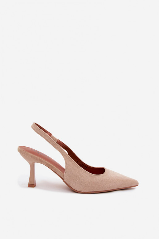 Sandales pour femmes avec des talons finsImitacji en daimu beige Saria
