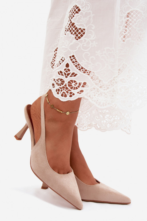 Sandales pour femmes avec des talons finsImitacji en daimu beige Saria