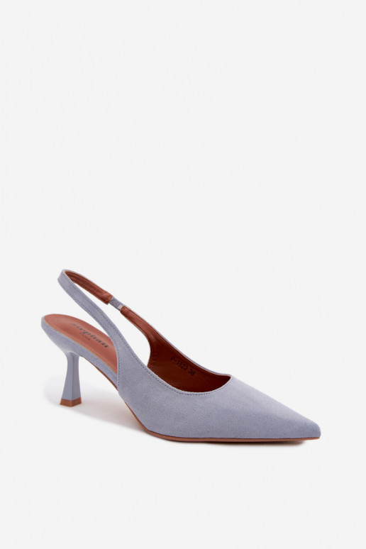 Dames sandalen met dunne hakken in blauwe faux suede Saria