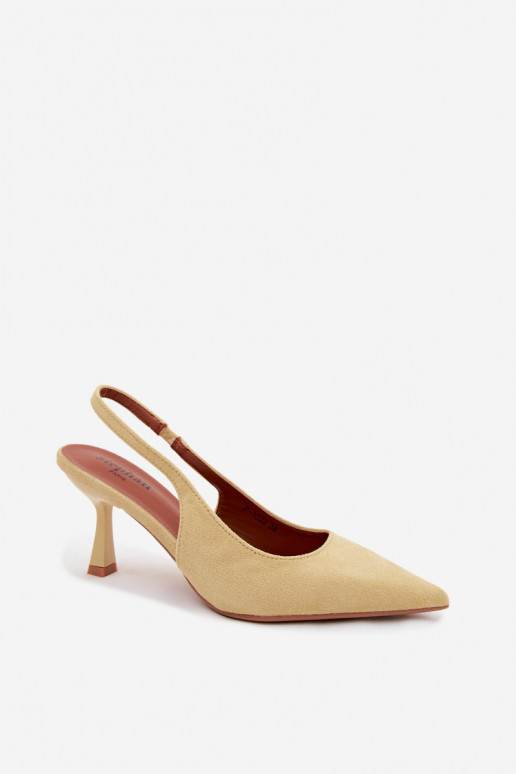 Sandales jaunes pour femmes à talons fins en daim synthétique Saria