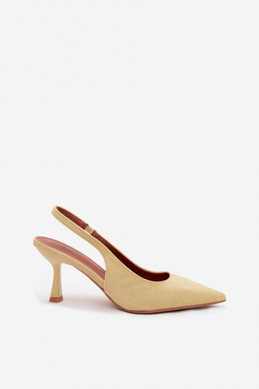 Gele damesandalen met dunne hakken van faux suede Saria
