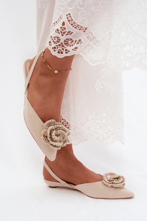 Dames sandalen met decoratie in ivoorkleurige faux suede Gardenia