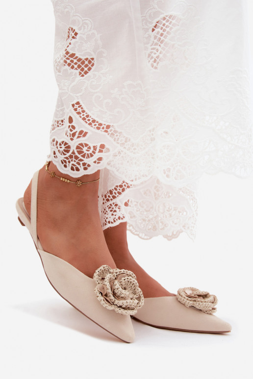 Dames sandalen met decoratie in ivoorkleurige faux suede Gardenia
