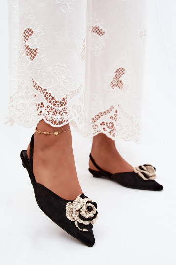 Dames sandalen met decoratie in zwarte faux suede Gardenia