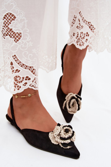Dames sandalen met decoratie in zwarte faux suede Gardenia 2