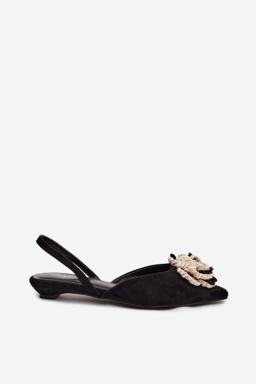 Sandales pour femmes avec décoration en suédine noire Gardenia