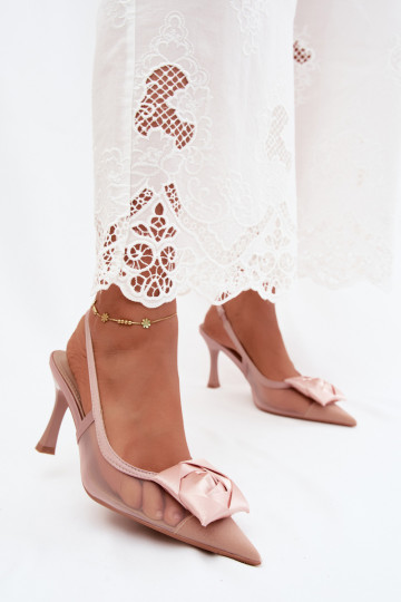 Gaas sandalen met ornamenten met hakken Typu Klepsydra Szampańskie Jasmina 2