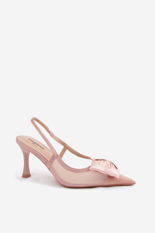 Gaas sandalen met ornamenten met hakken Typu Klepsydra Szampańskie Jasmina