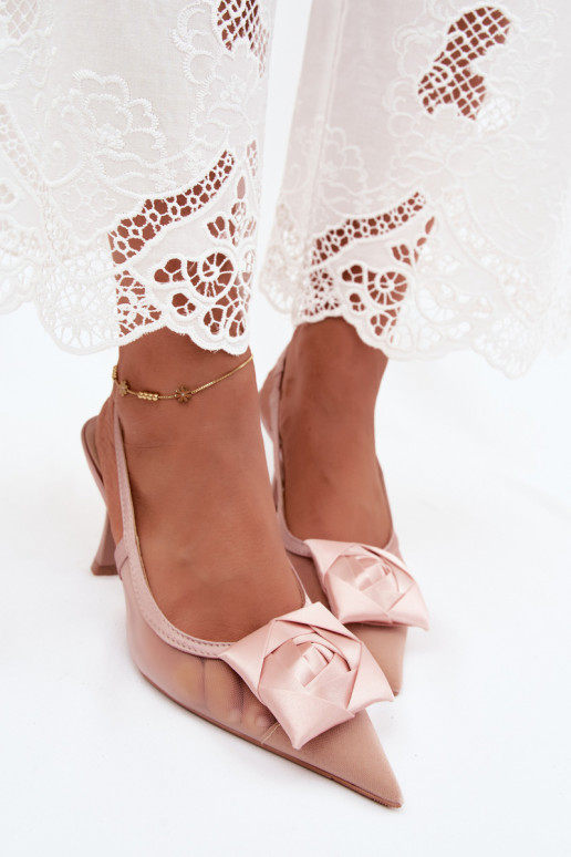 Gaas sandalen met ornamenten met hakken Typu Klepsydra Szampańskie Jasmina