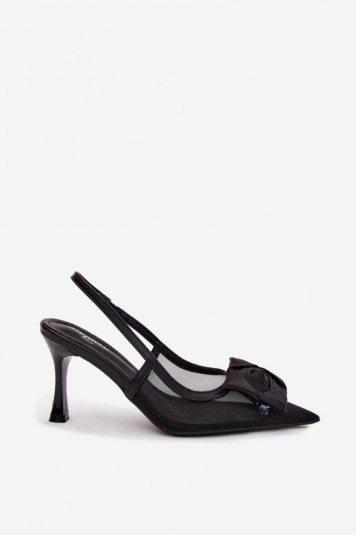 Netz Sandalen mit Ornamenten mit Absätzen Typu Klepsydra schZuarze Farbe Jasmina