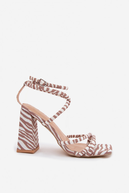 Hochhackige Sandalen in Sand Zebra Josette