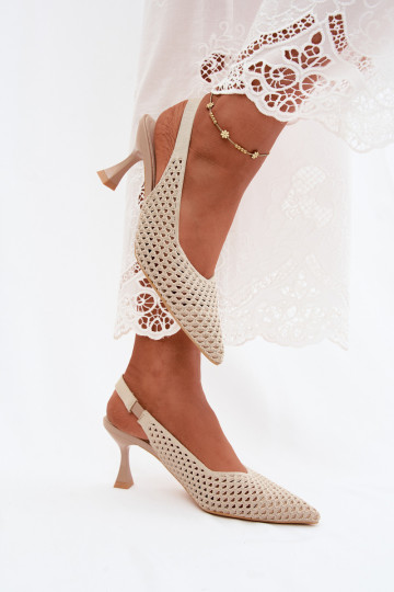 met elementen van opengeInerkt materiaal Sandalen met hoge hak Typu Klepsydra beige Cherryla