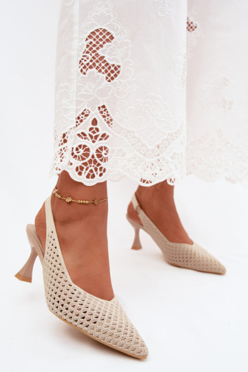 met elementen van opengeInerkt materiaal Sandalen met hoge hak Typu Klepsydra beige Cherryla 2