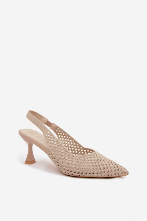 avec des éléments ajourés  Sandales à talons hauts Typu Klepsydra beige Cherryla