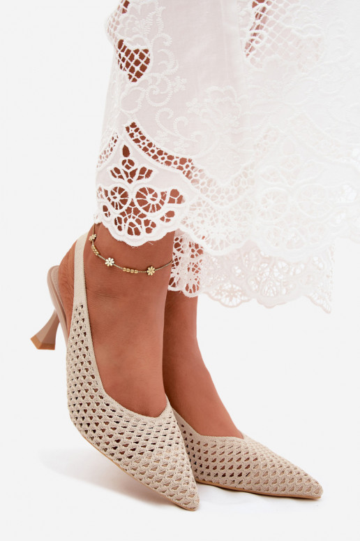 mit durchbrochenen Elementen  Sandalen mit hohen Absätzen Typu Klepsydra Beige Cherryla