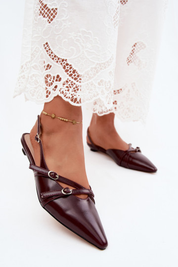 Dames sandalen Met Strepen Imitacja Skóry bordeaux Glamira