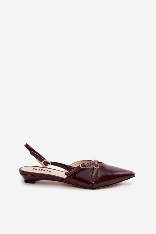 Dames sandalen Met Strepen Imitacja Skóry bordeaux Glamira