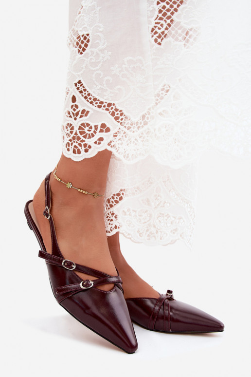 Dames sandalen Met Strepen Imitacja Skóry bordeaux Glamira