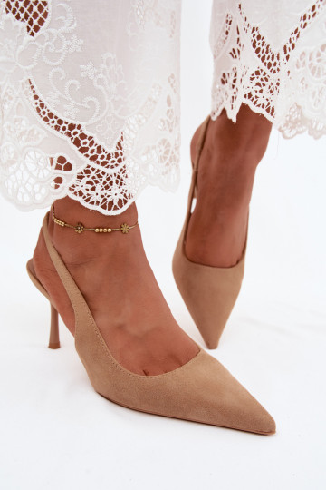 Sandales pour femmes avec des talons finsen daim écologiqueu beige Kevina
