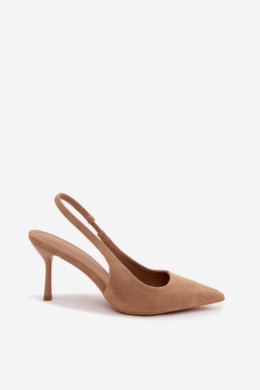 Sandales pour femmes avec des talons finsen daim écologiqueu beige Kevina