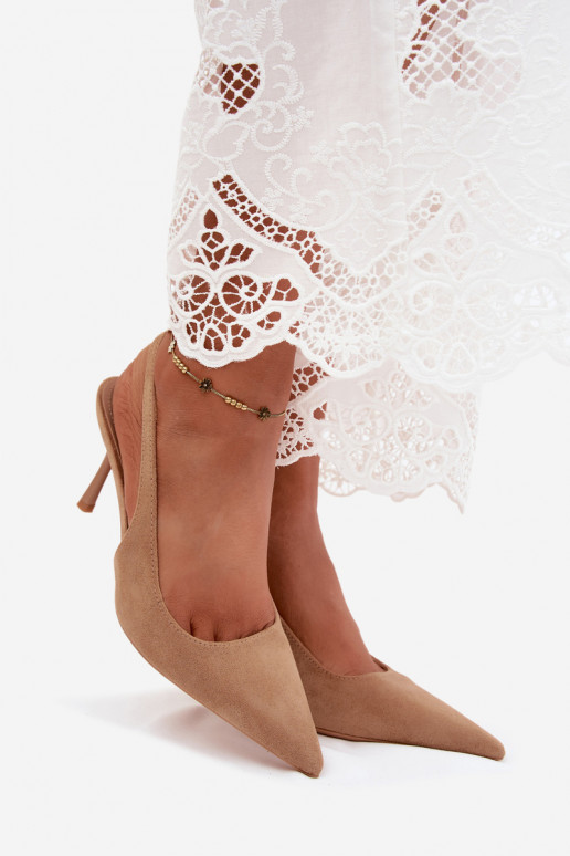 Sandales pour femmes avec des talons finsen daim écologiqueu beige Kevina