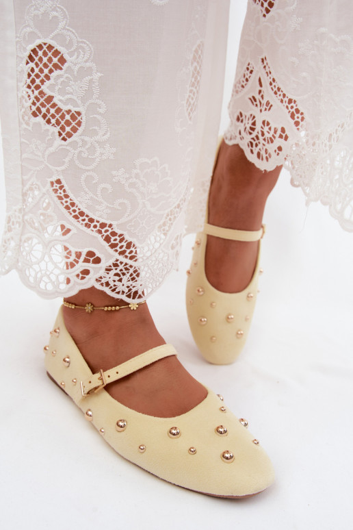 Ballerina's met decoratie en bandjes in geel Cuddly