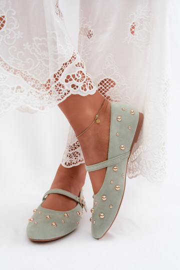 Ballerinas mit Dekoration und Riemen in Mint Cuddly 2