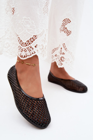 mit durchbrochenen Elementen Gummi Ballerinas gleichschenklig schZuarze Farbe Bonnita