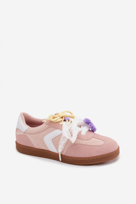 Baskets pour femmes avec fleurs fantaisie et nœud en rose Coastelle