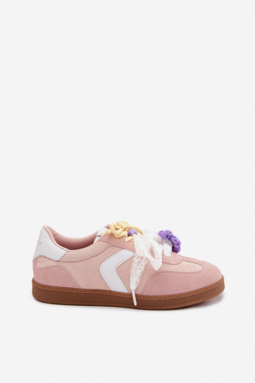 Baskets pour femmes avec fleurs fantaisie et nœud en rose Coastelle