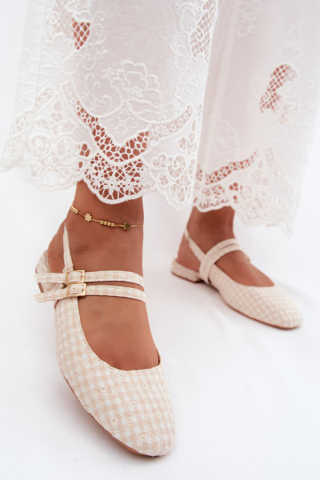 Sandkleurige dames sandalen met bandjes en brede hakken Kamelijah 2